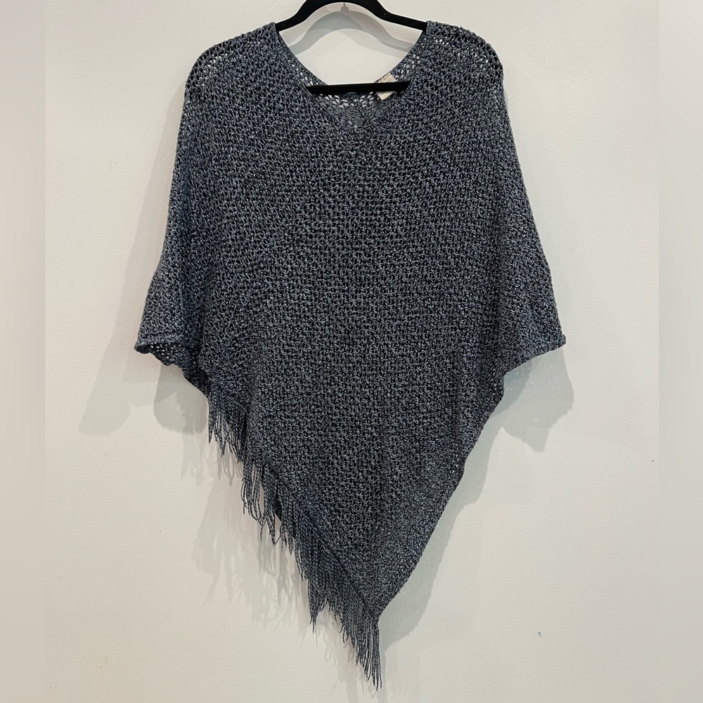 Falls Creek Blue Knit Poncho
